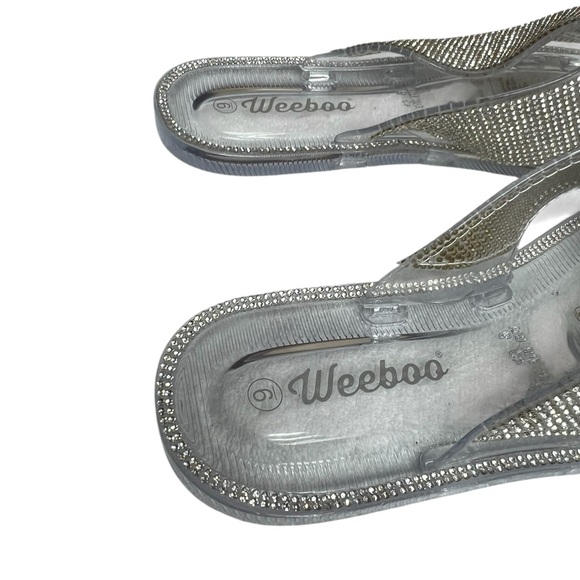 NIB Embellished Criss Cross Jelly Slides in Clear 9 - Picture 8 of 9